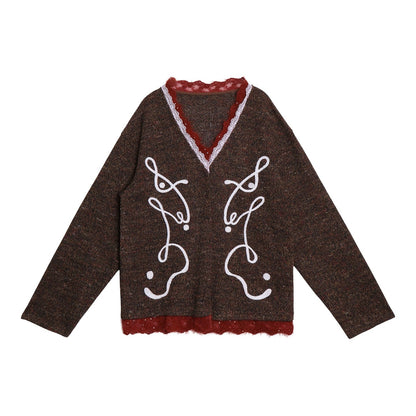 Retro Lace Knitted Cardigan