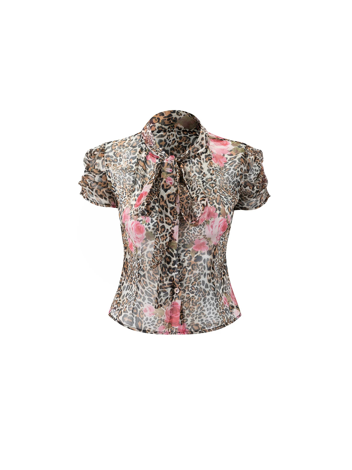 Vintage Leoparden-Rosen-Rayon-Ensemble