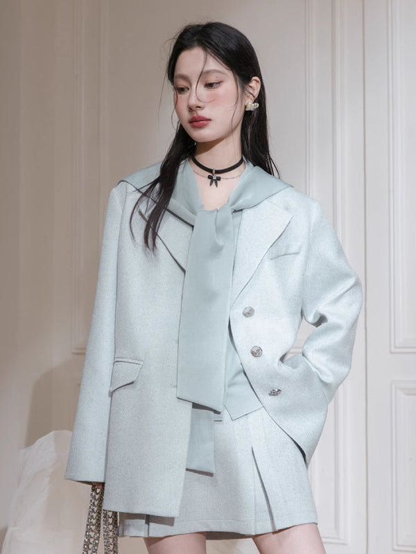 Tie neck long sleeve shirt