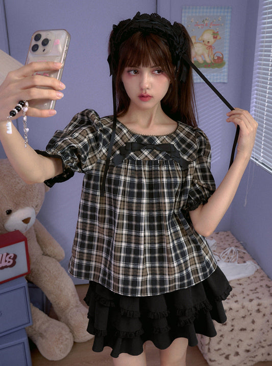 Fighting Spirit Brown Plaid Top