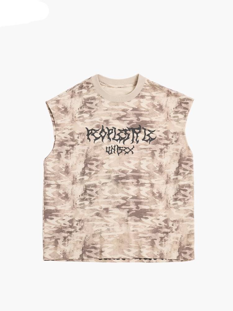 Camouflage sleeveless T-shirt