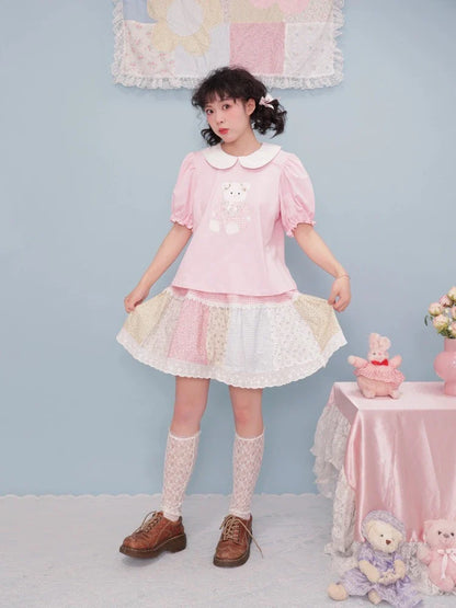 Pink short sleeve babydoll shirt