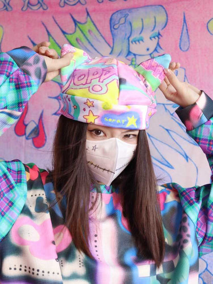 【サイズ表なし】Printed cat ear hat