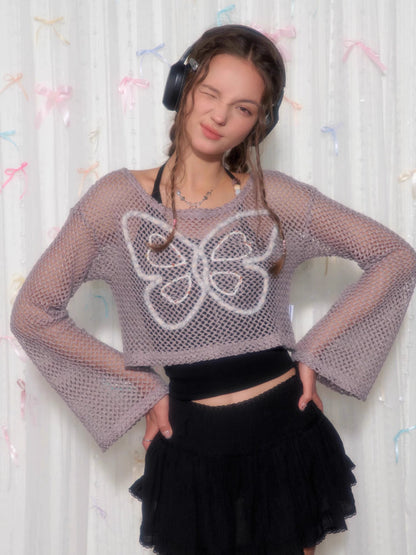 Butterfly short long sleeve knit