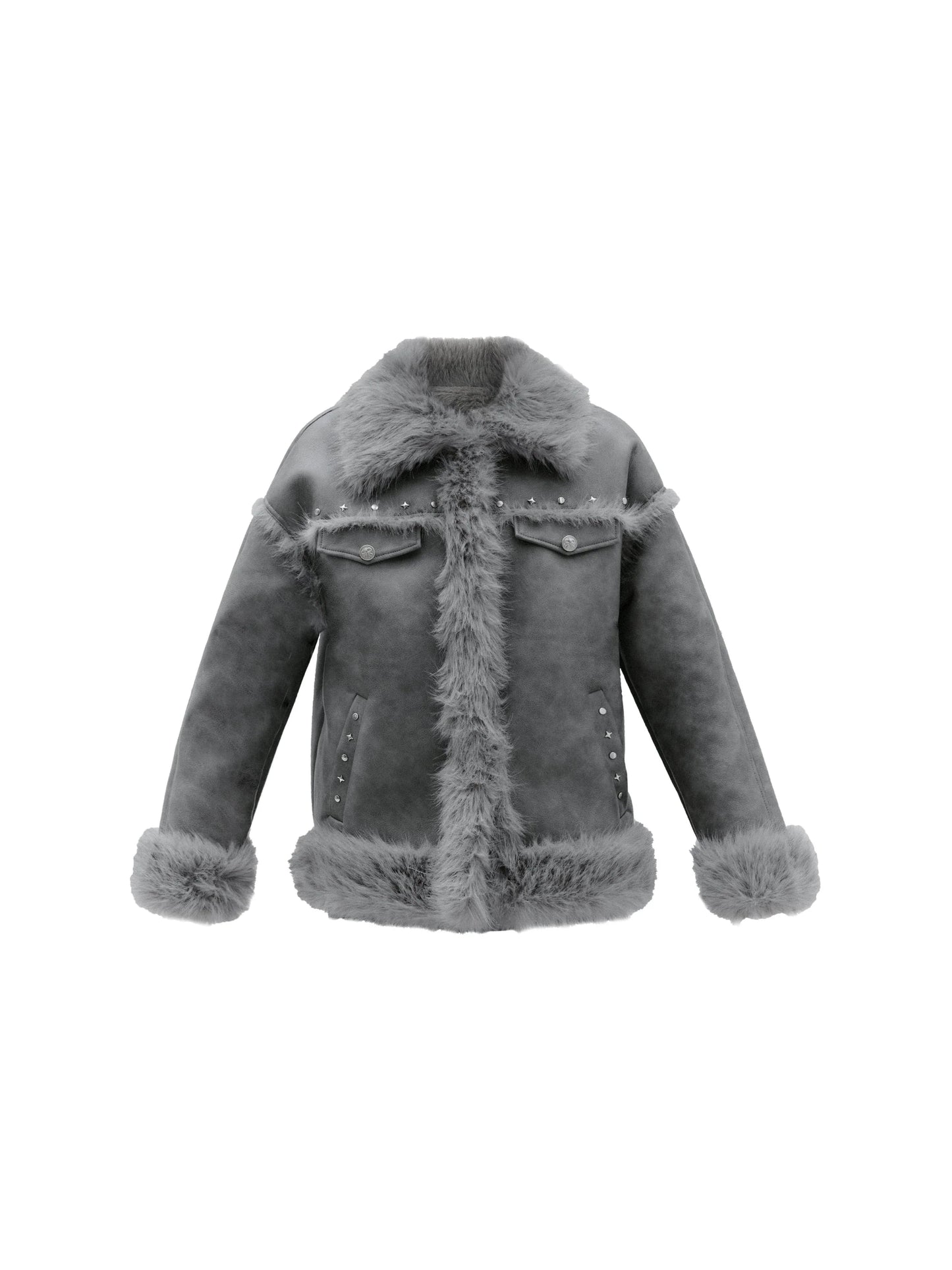 Gray Korean Versatile Fur Jacket