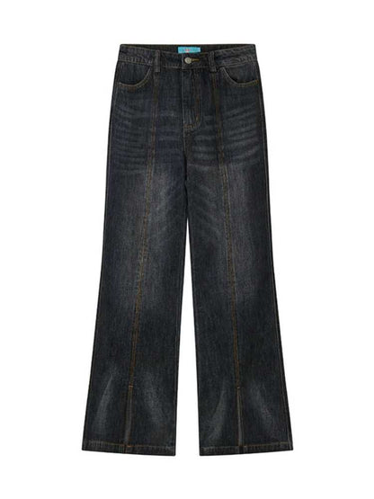 Retro wash dark slim pants