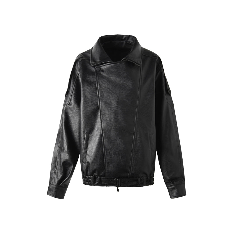 Retro Lychee Pattern Leather Jacket