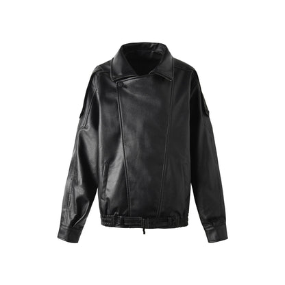 Retro Lychee Pattern Leather Jacket