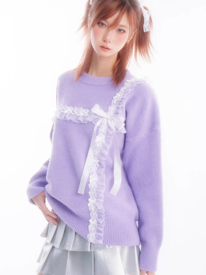 Purple sweater girls knit top