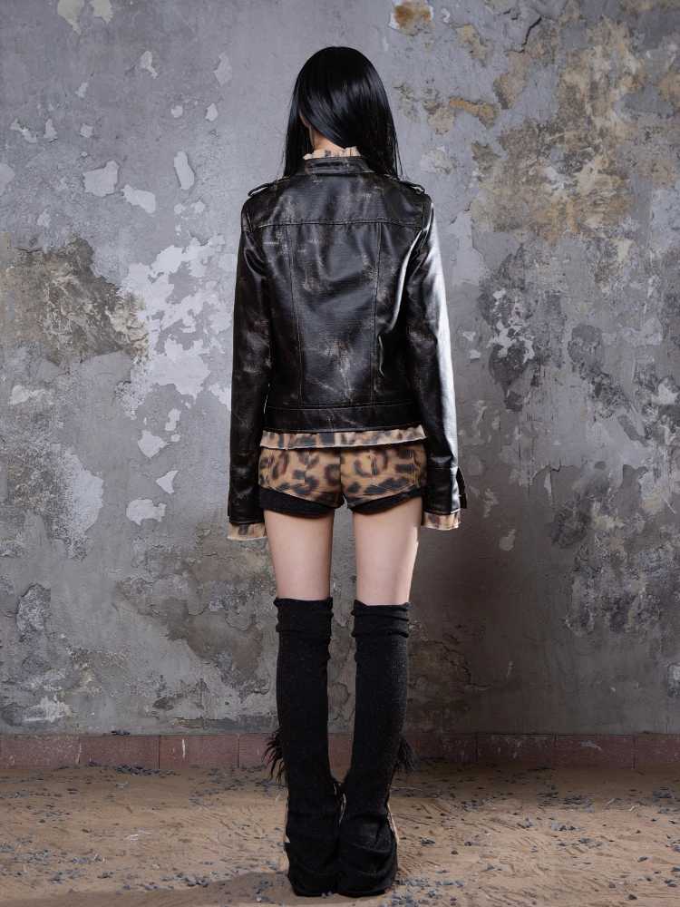 Fake two piece distressed jacket