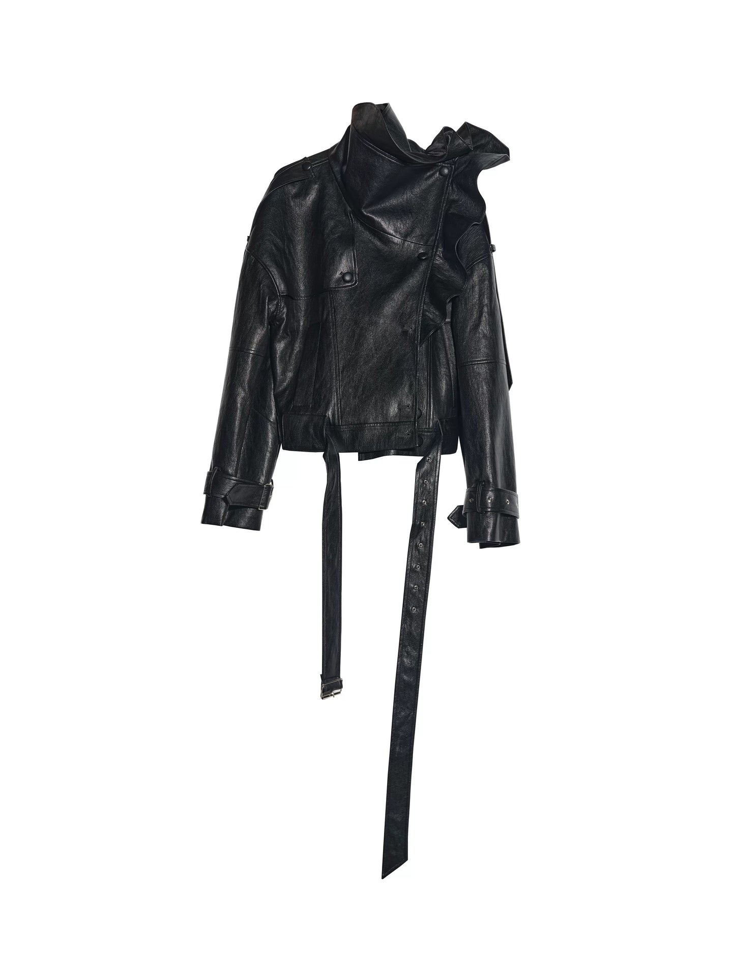Rüschenynthetiklederjacke