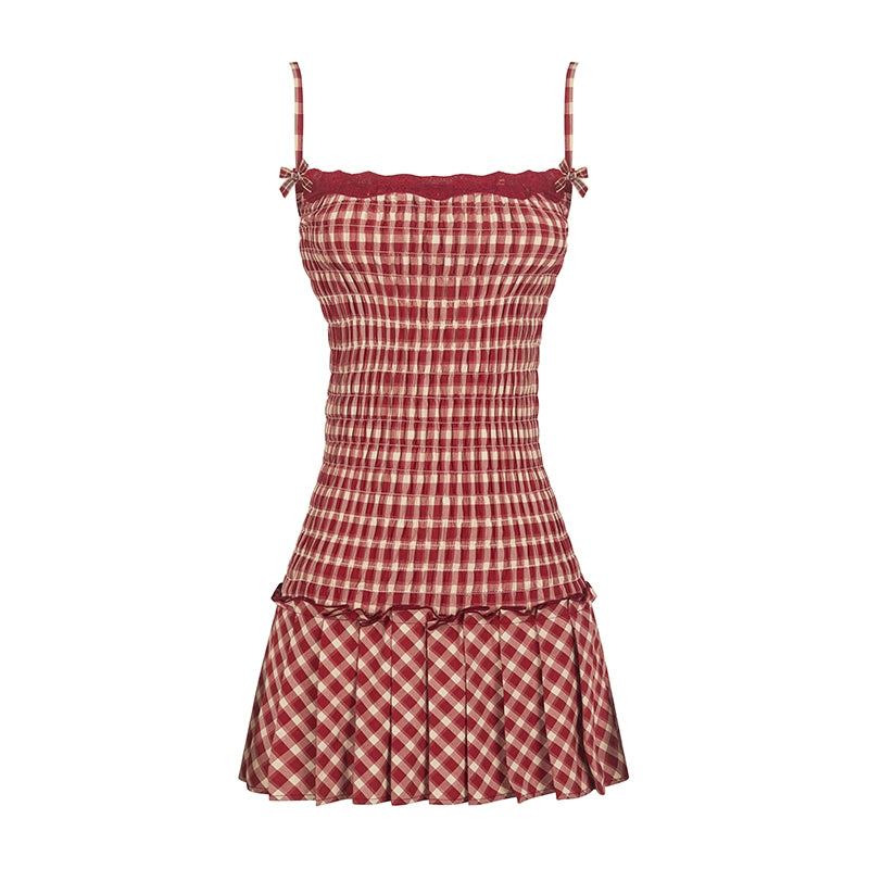 Sweetheart Checkered Slip Dress