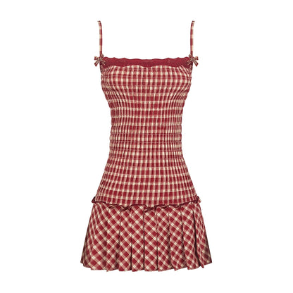 Sweetheart Checkered Slip Dress
