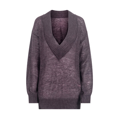 Retro Loose V-Neck Knit Pullover Top