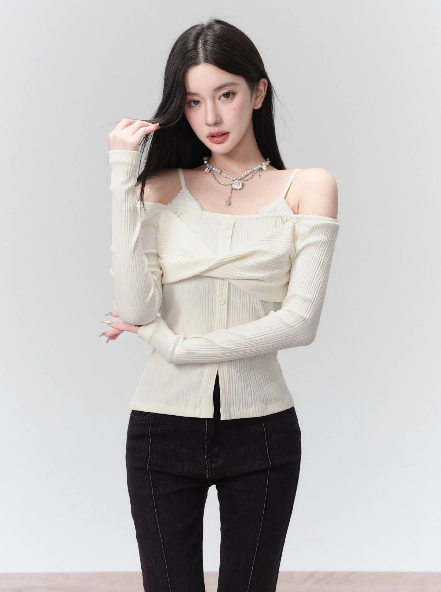 One-Shoulder Two Knot Top