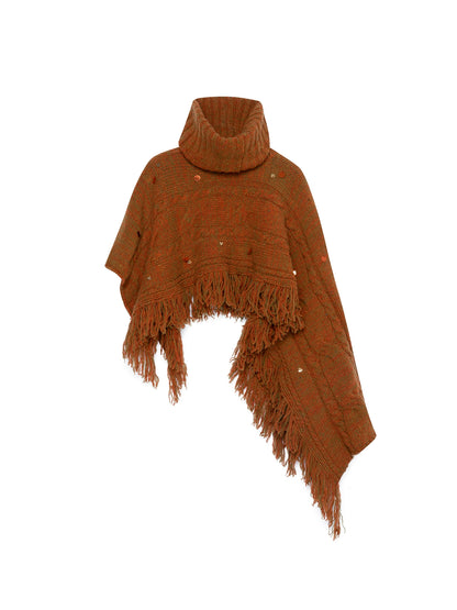 Sweet Vintage Fringe Wool Cape Top Set-Up