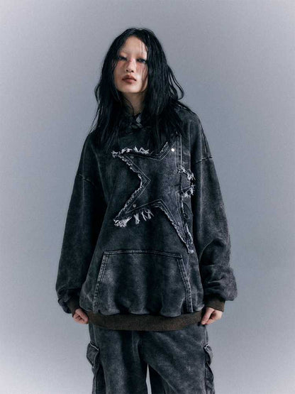 Hooded star loose hoodie