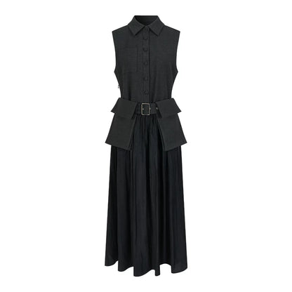 Ink Tone Belted Dress