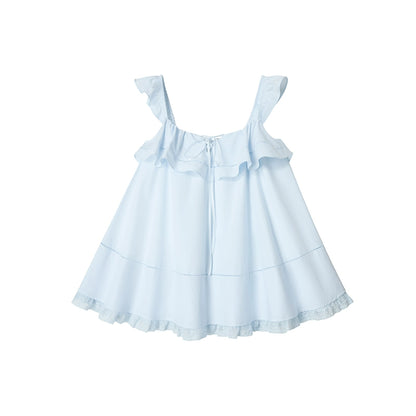 Blue Lace V-Neck Doll Top