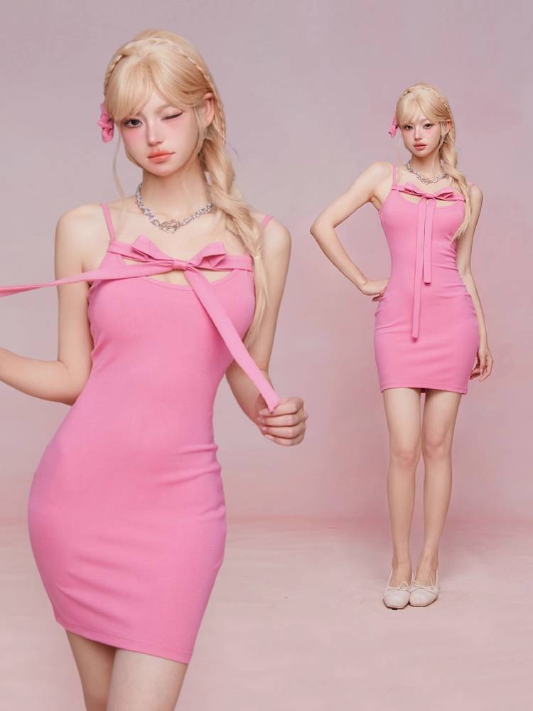 Suspender top and slim dress