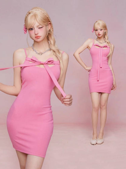 Suspender top and slim dress