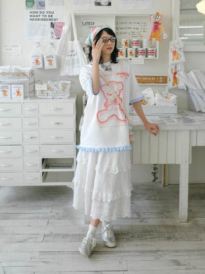 Printed loose-fitting short-sleeved T-shirt