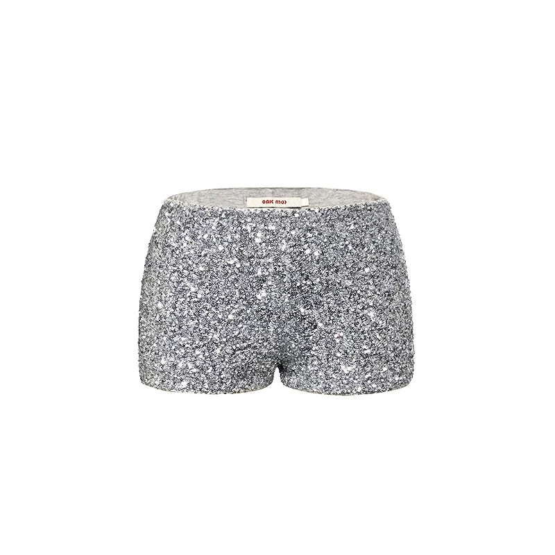 Galaxy Silver Sequin Shorts Pants