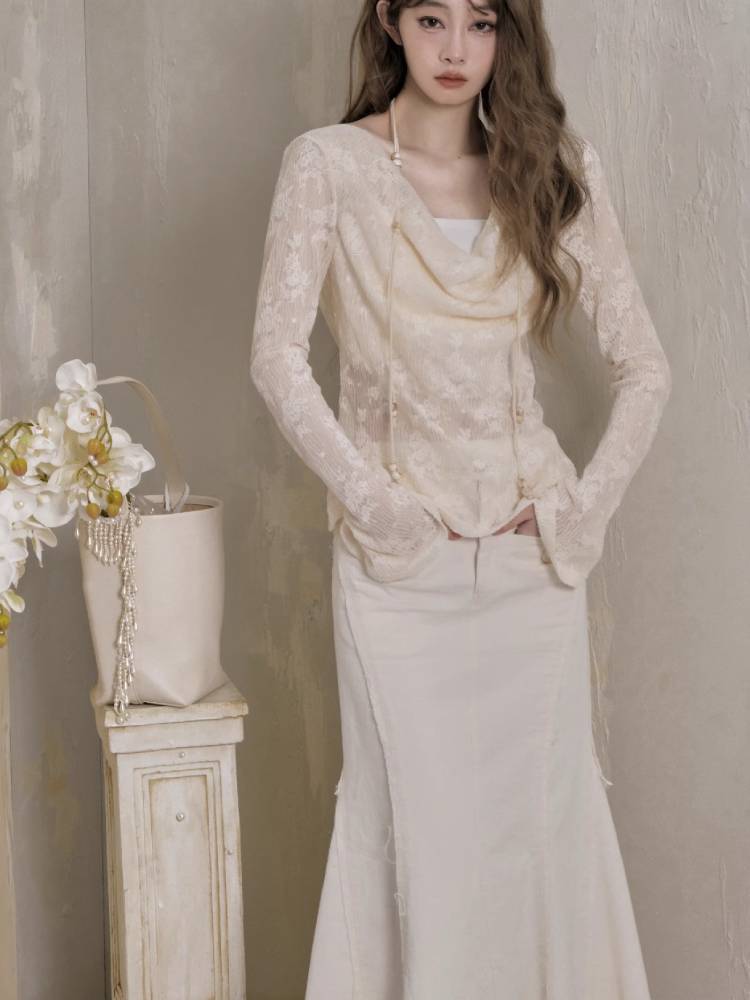 Long sleeve lace blouse