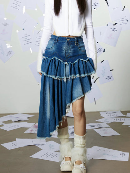 A-line denim skirt