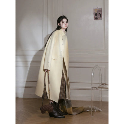 Slit wool coat