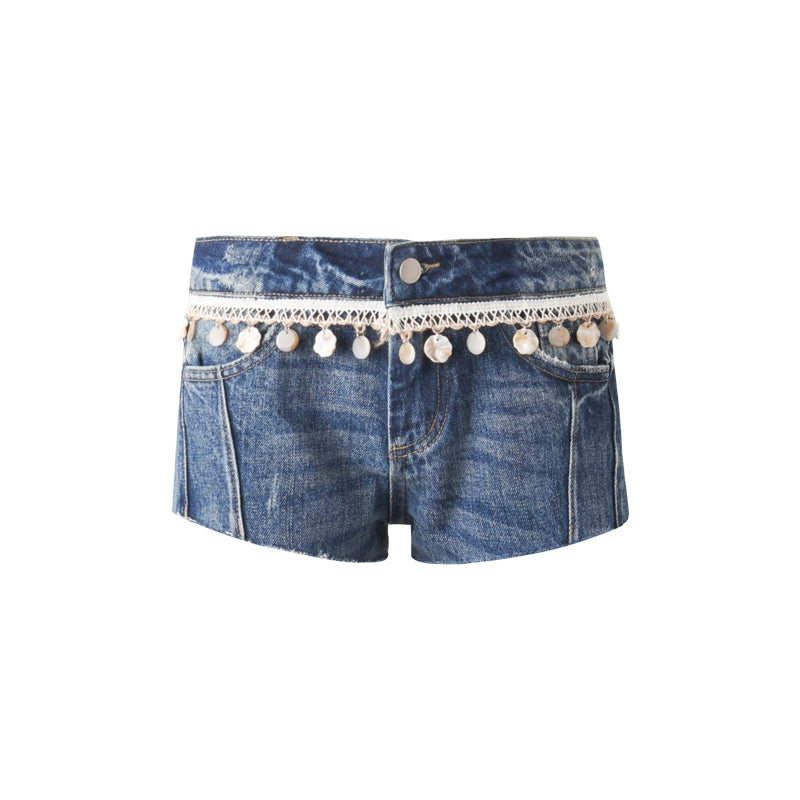 Jeansshorts im Wellenstil