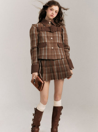 Plaid Belted Coat