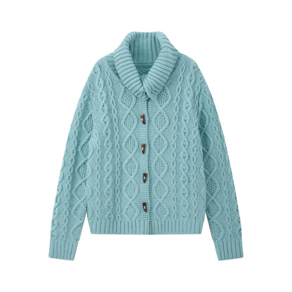 Wool Cable Knit Cardigan