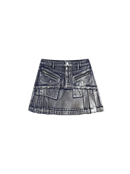 A-line denim skirt