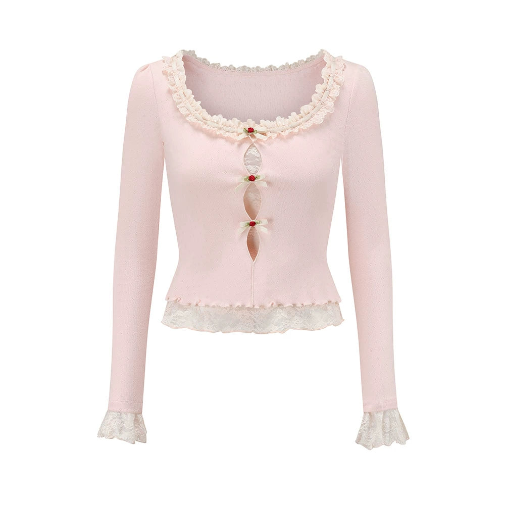 Berry Knit Lace Top Skirt Set-Up