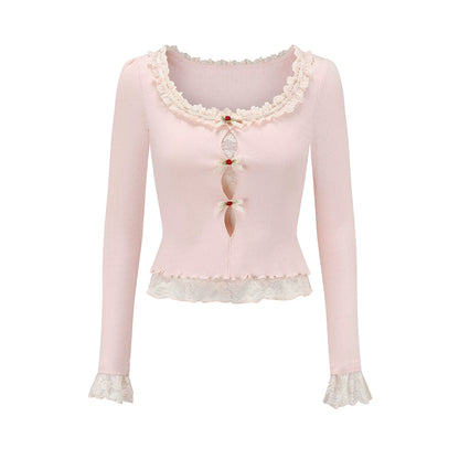 Berry Knit Lace Top Skirt Set-Up