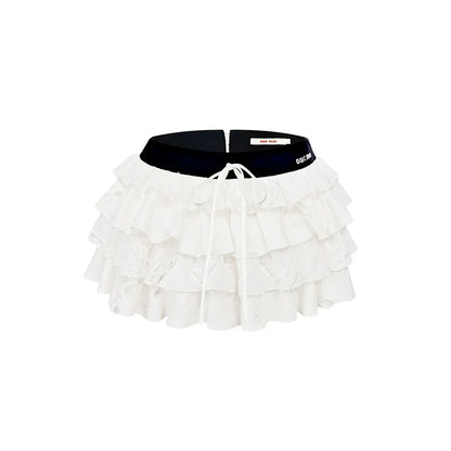 White Cake Puffy Embroidered Skirt