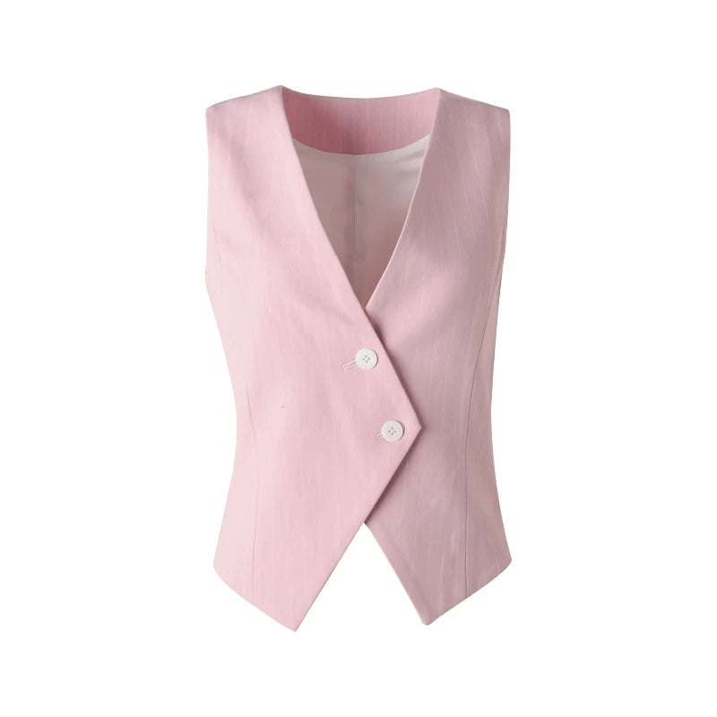 Light Pink Pleated Vest Suit Set