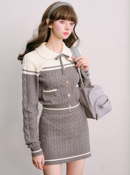 Knitwear Skirt And Jacket Set