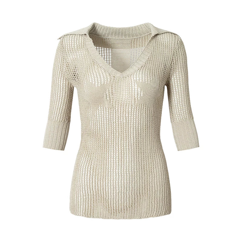 Hollow Star Knit Top