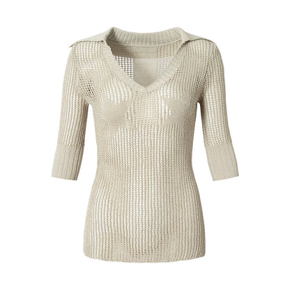 Hollow Star Knit Top