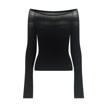 Gradient Large Neckline Knit Top