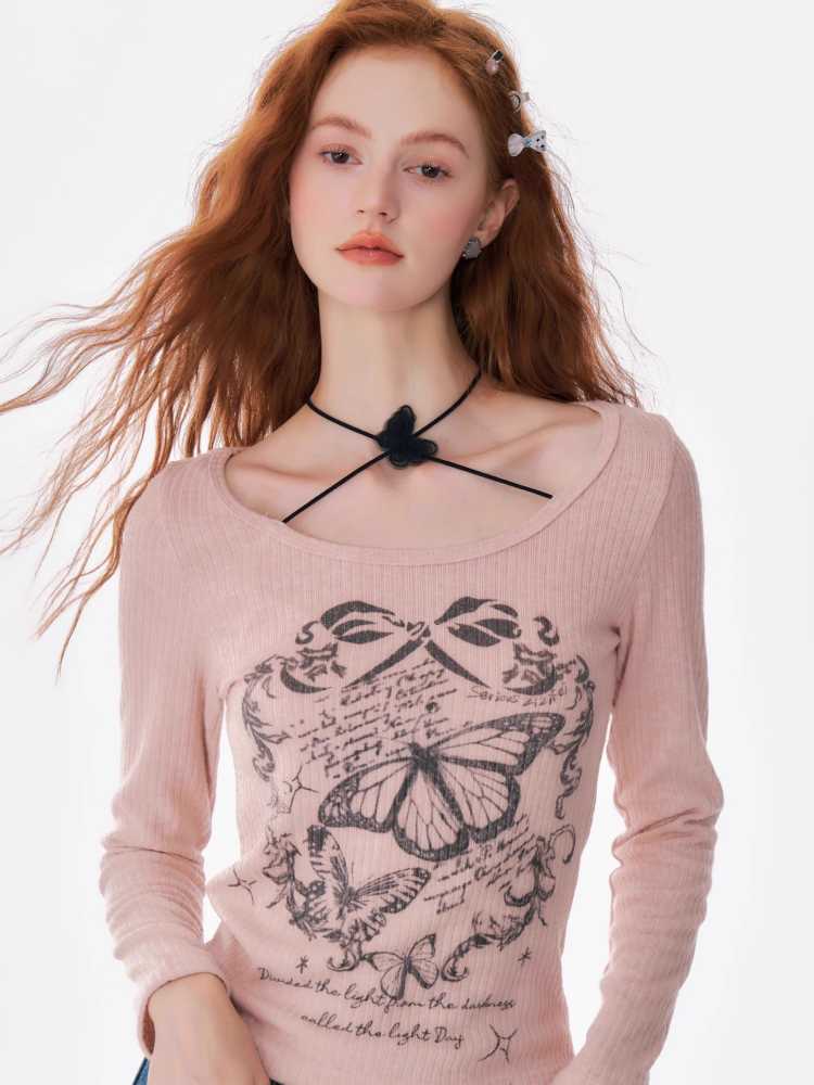 Printed long sleeve T-shirt