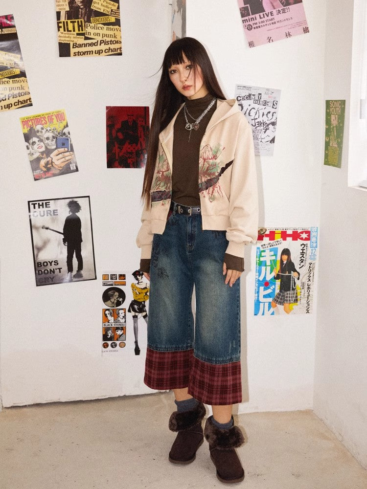 Plaid cropped pants