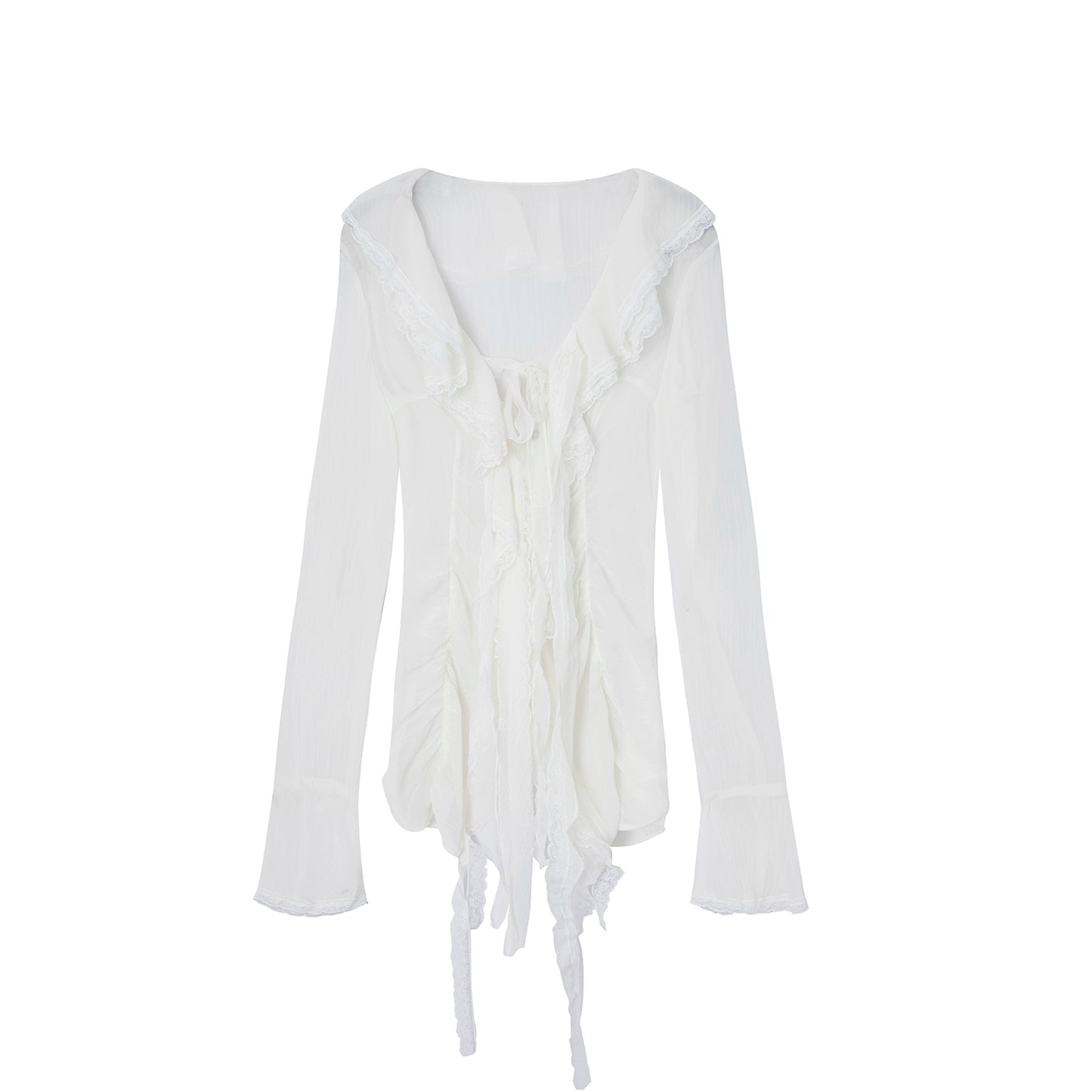 Ruffled Chiffon Yarn Shirt