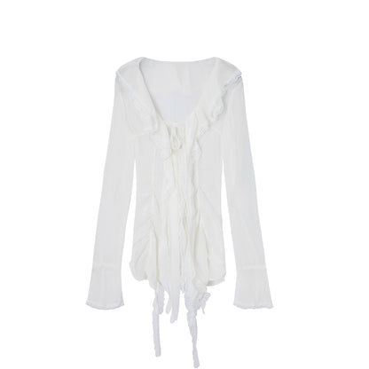 Ruffled Chiffon Yarn Shirt