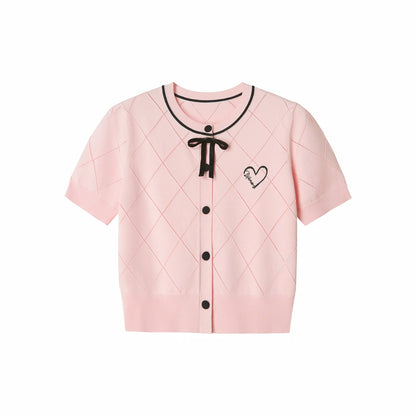 Pink Heart Knit Cardigan