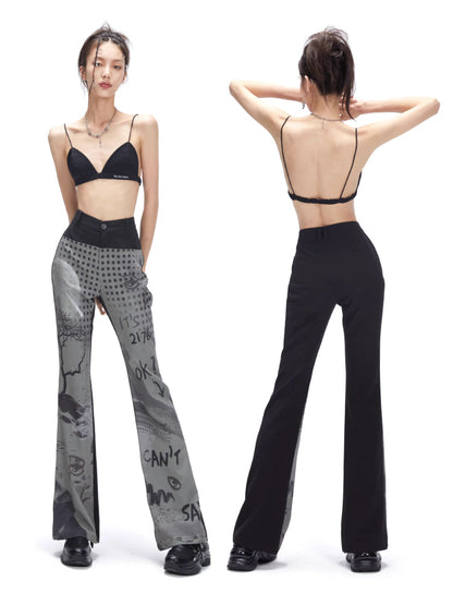 High waist slim flare pants