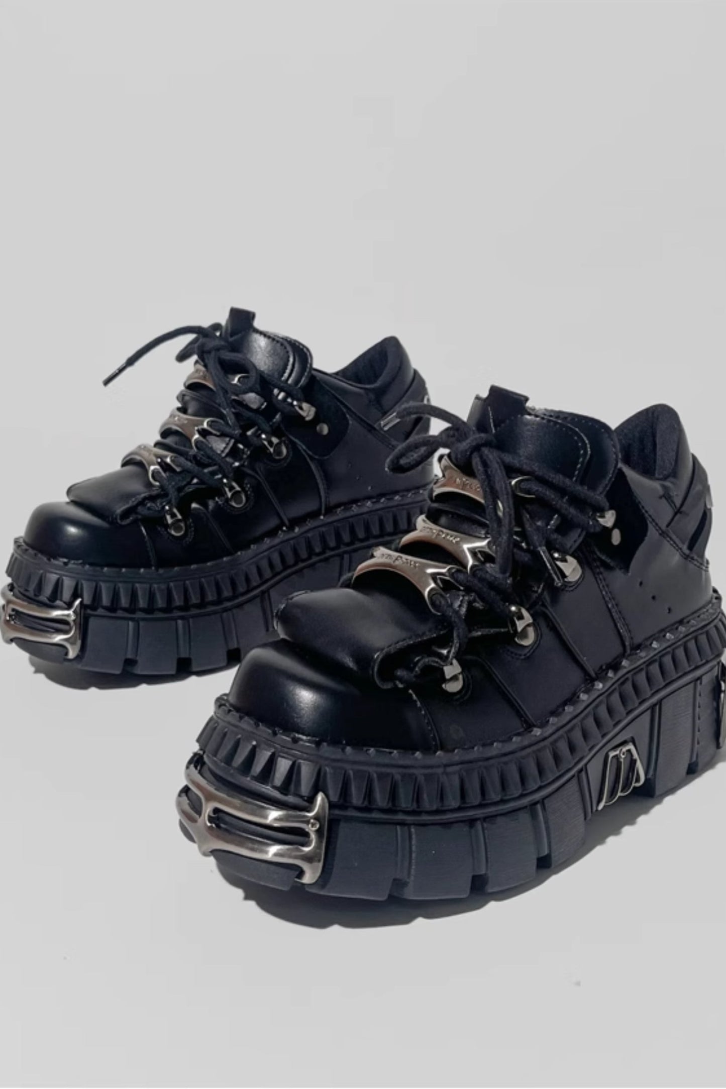 Metal punk style platform shoes