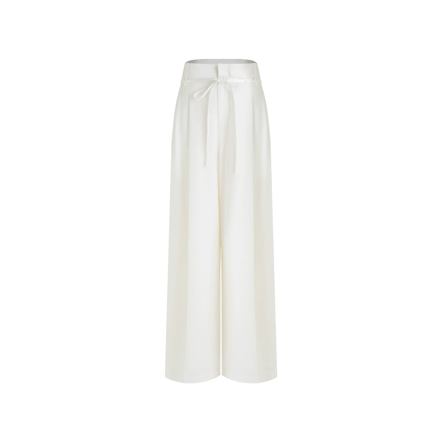 Weiße Bindegürtel Weite Hose